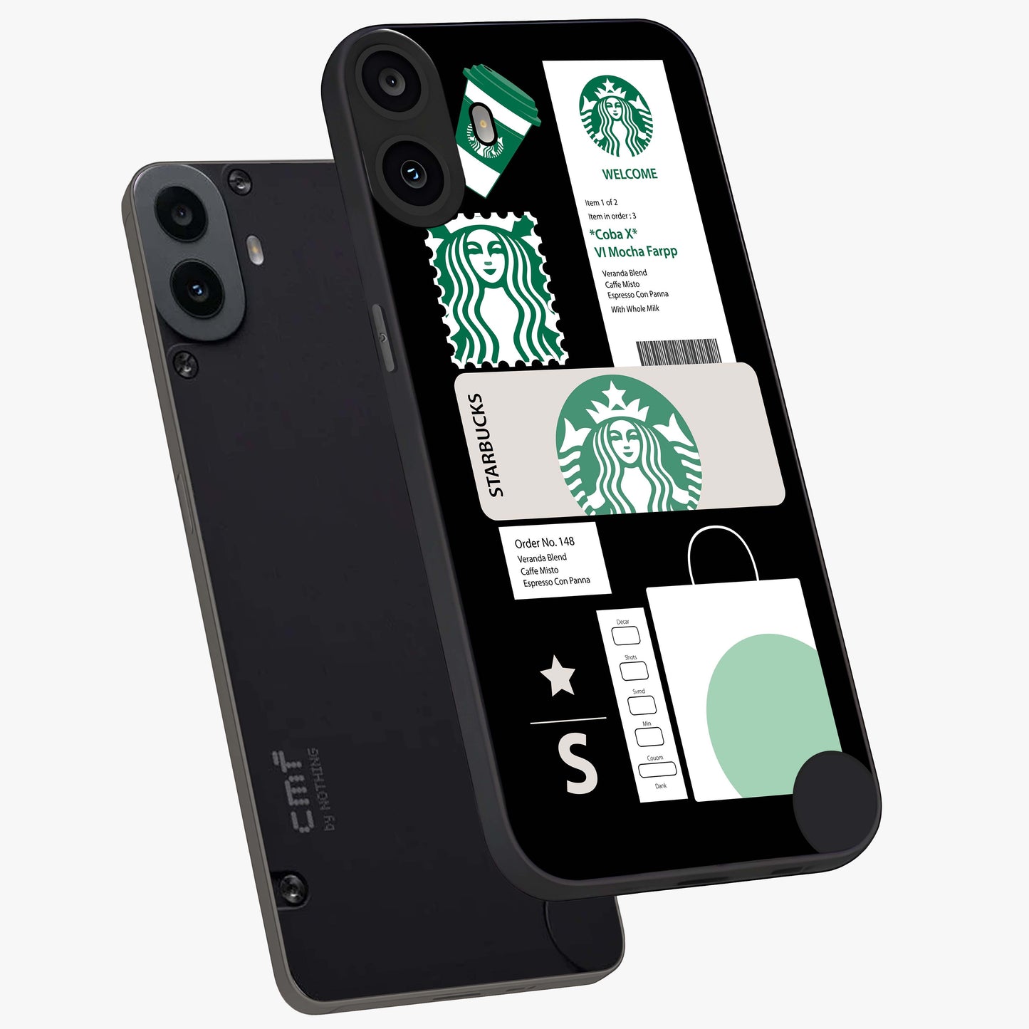 Starbucks Mocha Glass Case displayed in angled mockup highlighting stylish mocha themed design with cozy café aesthetic.