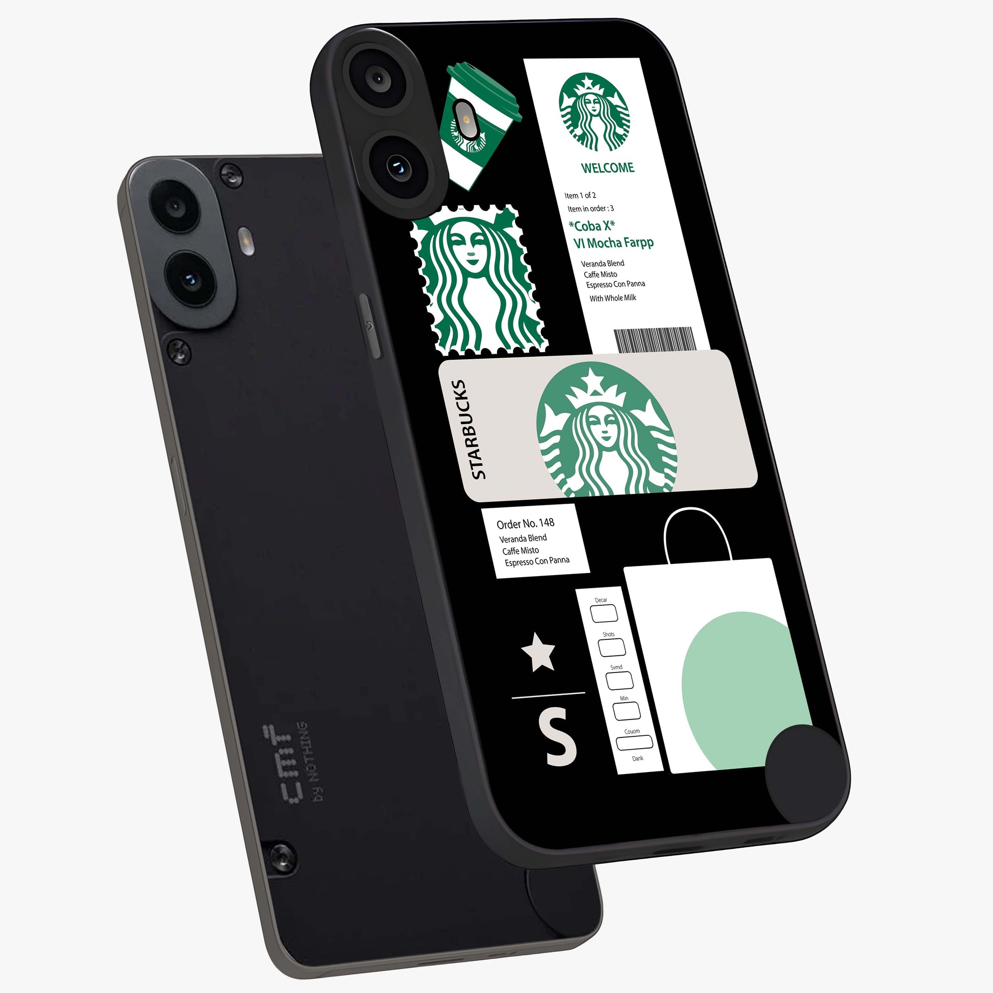 Starbucks Mocha Glass Case displayed in angled mockup highlighting stylish mocha themed design with cozy café aesthetic.