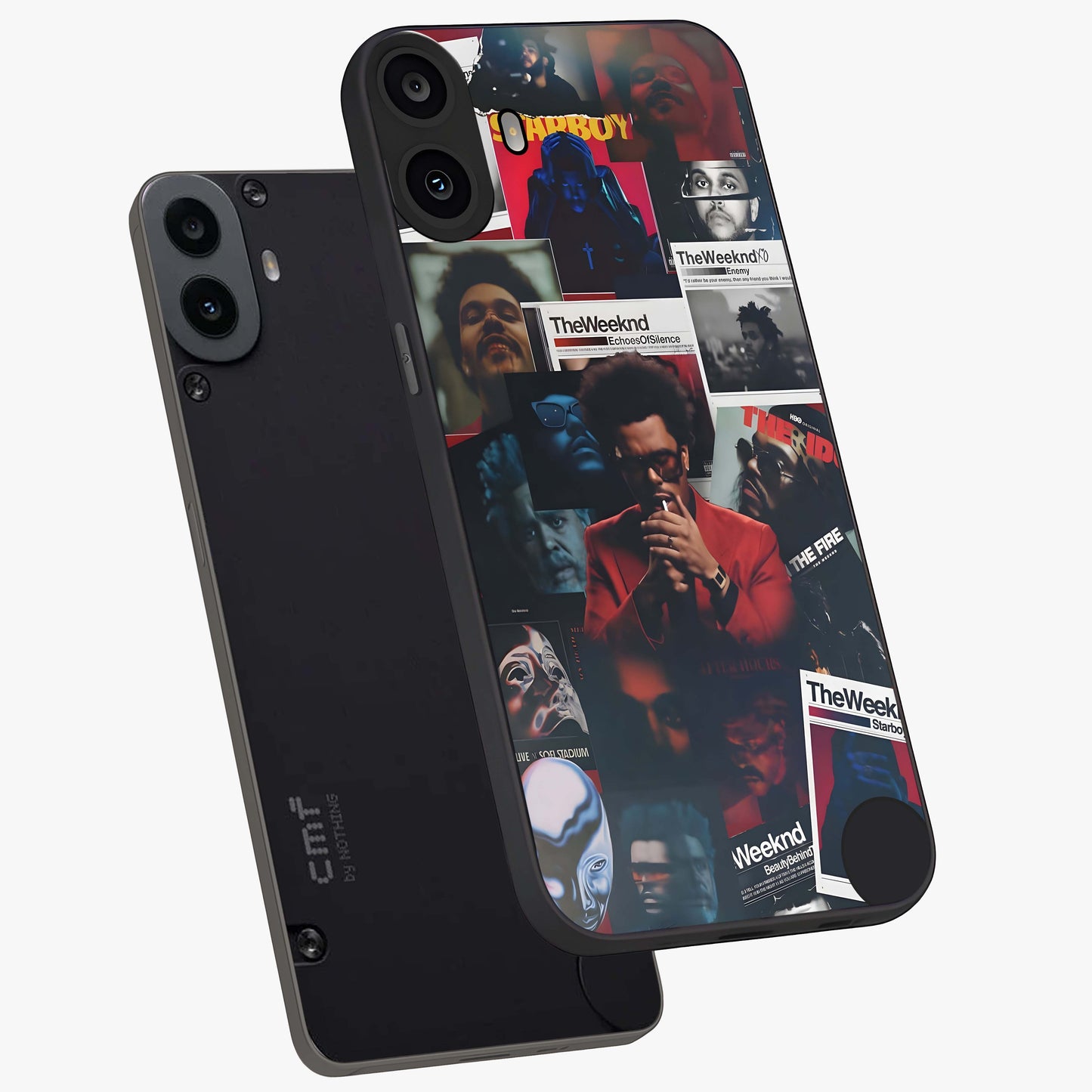 The Weeknd Glass Case displayed in angled mockup highlighting stylish pop culture inspired design with modern aesthetic.