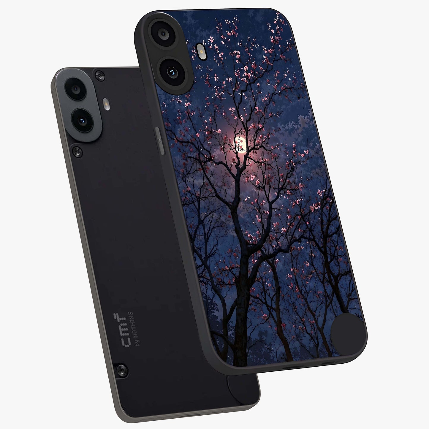 Twilight Sakura Serenade Glass Case displayed in angled mockup highlighting delicate sakura flower design with dreamy aesthetic.