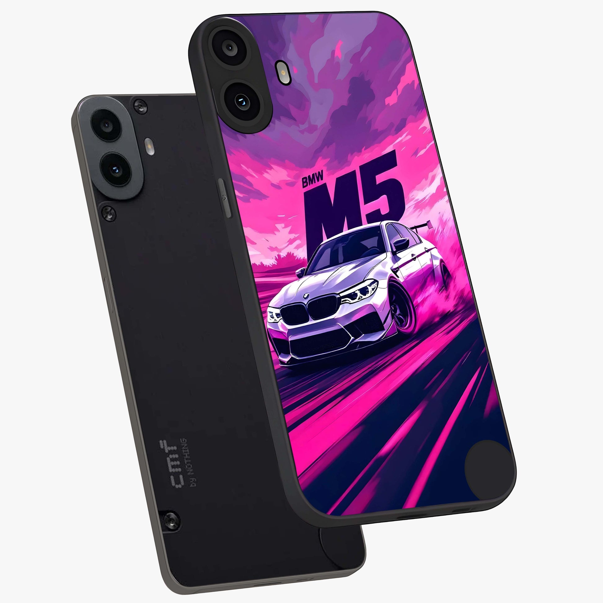 Velocity Drift Pulse Glass Case displayed in angled mockup highlighting dynamic drift design with sporty automotive aesthetic.