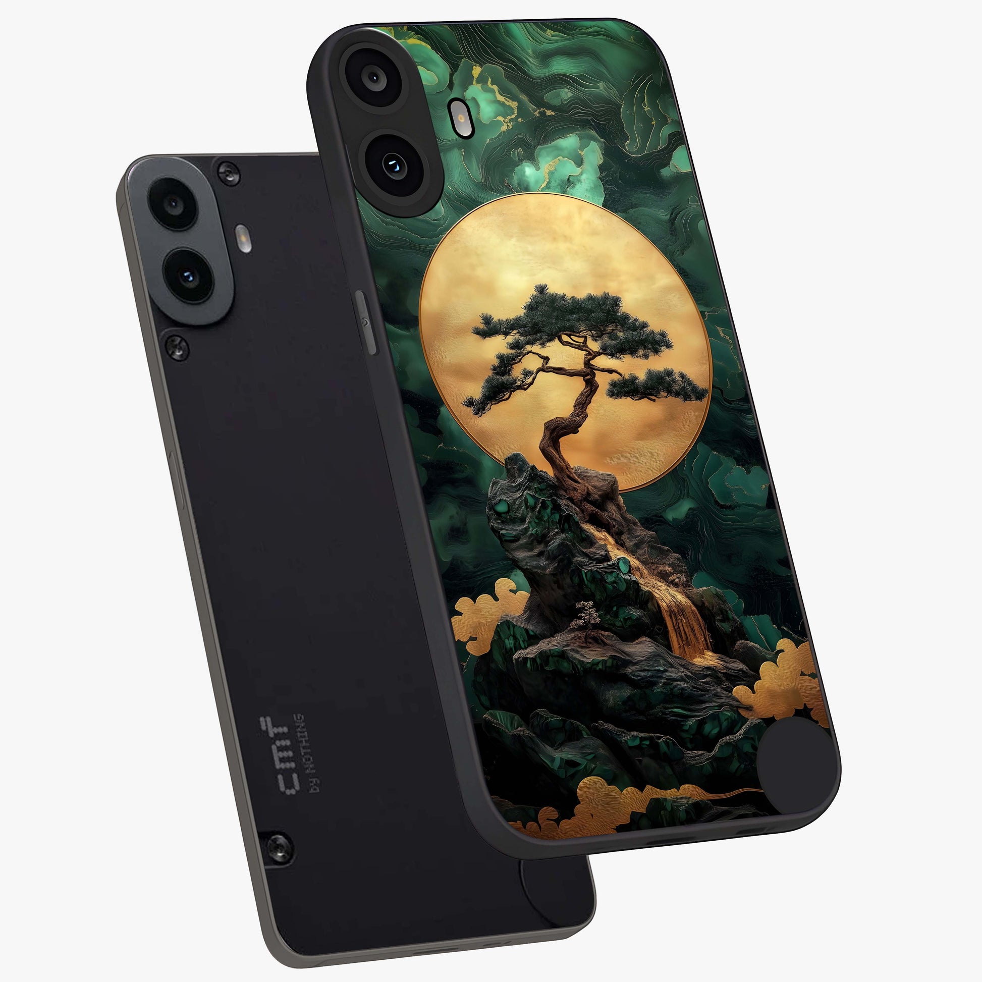 Zen Moon Rise Glass Case displayed in angled mockup highlighting peaceful lunar design with zen aesthetic style.