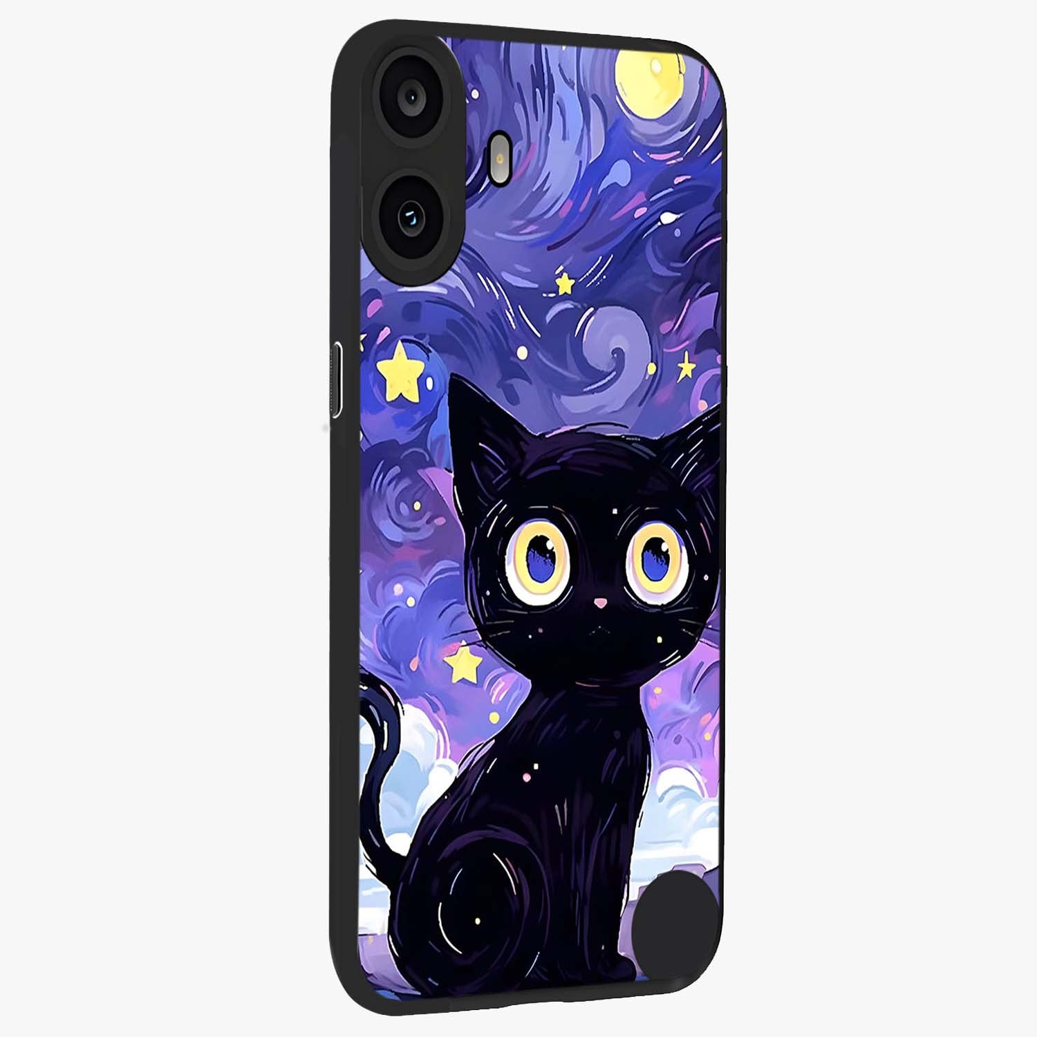 Abstract Cat Art Glass Case upright view showcasing creative feline illustration and aesthetic artistic style.