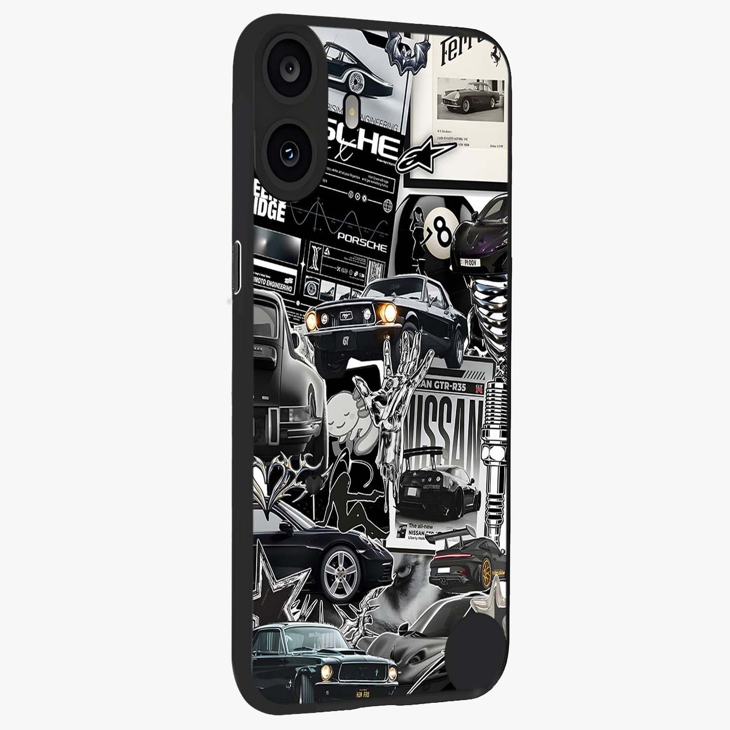 Aesthetic Dark Love Glass Case upright view showcasing dramatic romantic artwork with modern aesthetic style.