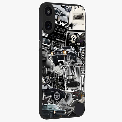 Aesthetic Dark Love Glass Case upright view showcasing dramatic romantic artwork with modern aesthetic style.