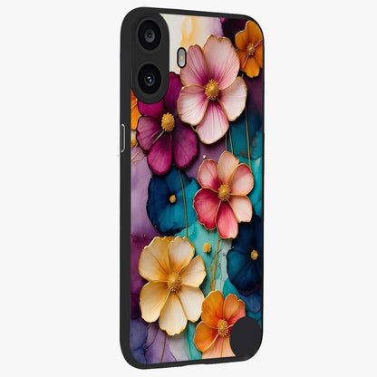 Artlyn Grace Flower Pattern Glass Case upright view showcasing graceful floral artwork with aesthetic botanical style.