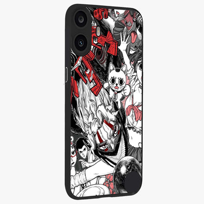 Crimson Chaos Panel Glass Case upright view showcasing intense crimson artwork with dramatic aesthetic style.