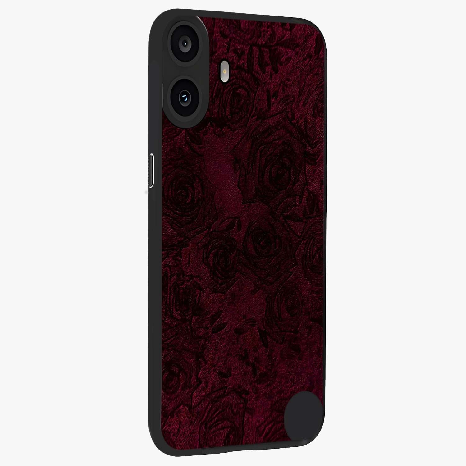 Crimson Fade Flow Glass Case upright view showcasing dynamic crimson flow artwork with stylish abstract theme.