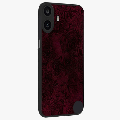 Crimson Fade Flow Glass Case upright view showcasing dynamic crimson flow artwork with stylish abstract theme.