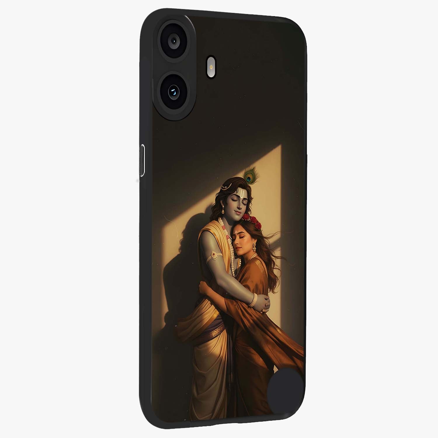 Divine Eternal Love Glass Case upright view showcasing graceful spiritual artwork with eternal love theme.