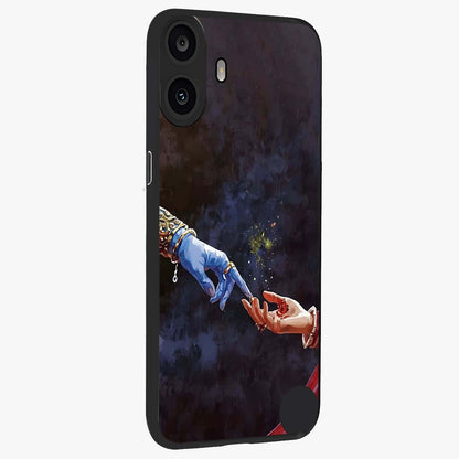 Divine Touch Eternal Glass Case upright view showcasing peaceful spiritual artwork with eternal divine theme.