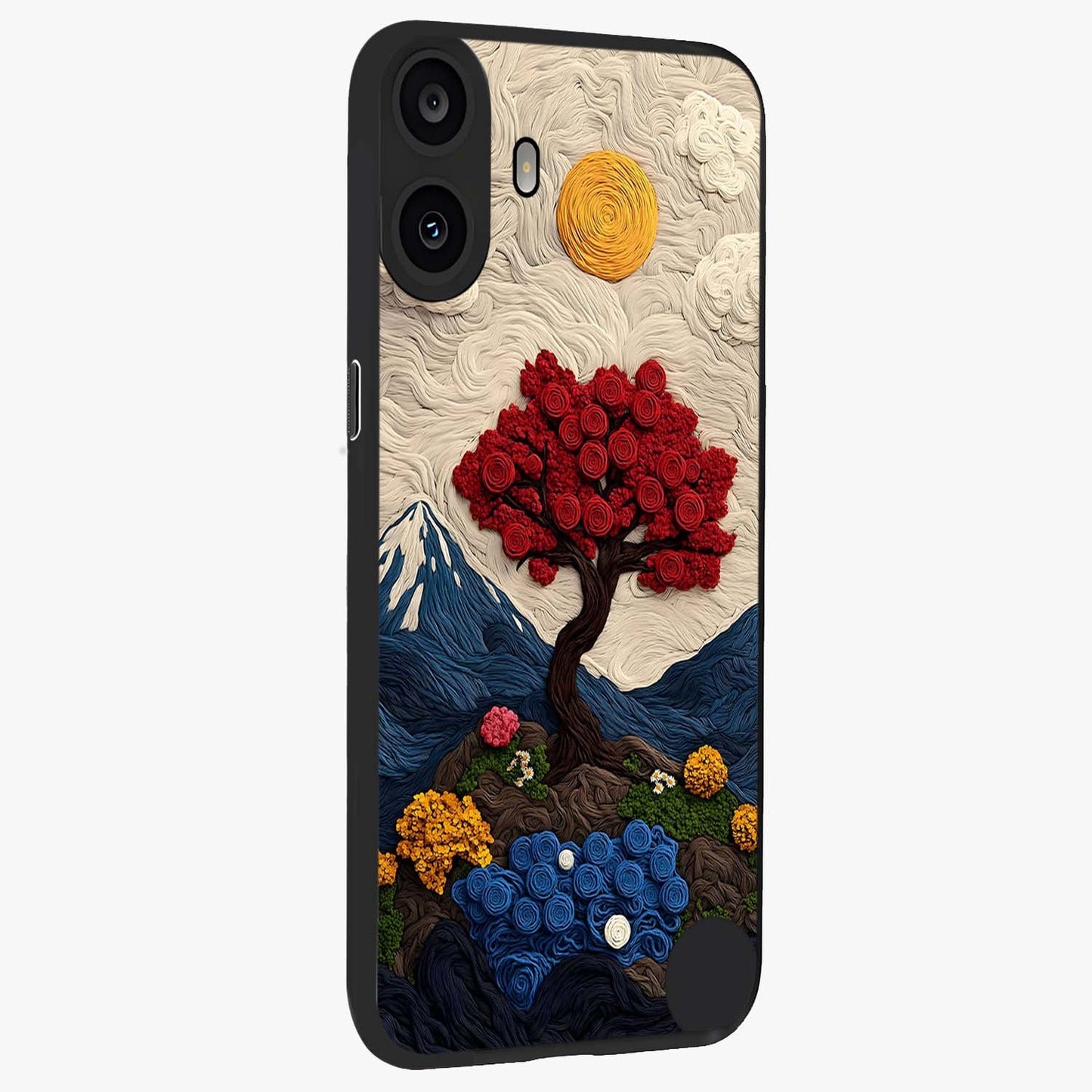 Eternal Nature Tapestry Glass Case upright view showcasing elegant nature tapestry design with decorative style.
