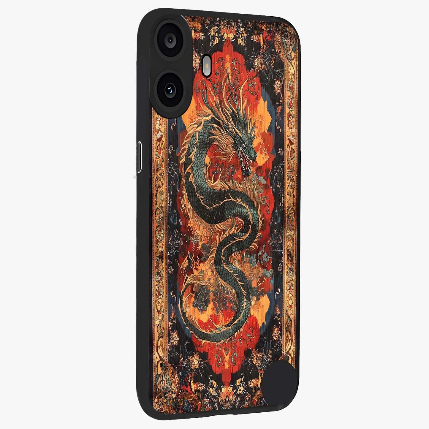 Inferno Dragon Soul Glass Case upright view showcasing intense dragon artwork with fantasy fire theme.