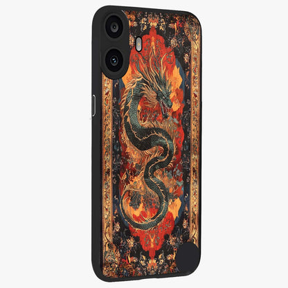 Inferno Dragon Soul Glass Case upright view showcasing intense dragon artwork with fantasy fire theme.