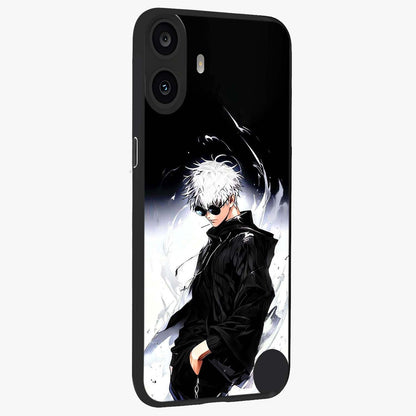 Limitless Shadow King Glass Case upright view showcasing bold shadow warrior artwork with epic fantasy theme.