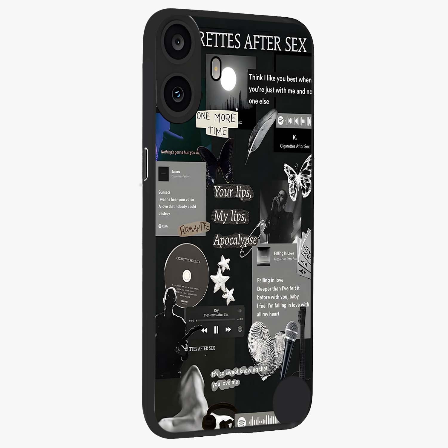 Midnight Love Echo Glass Case upright view showcasing expressive romantic artwork with dreamy midnight theme.