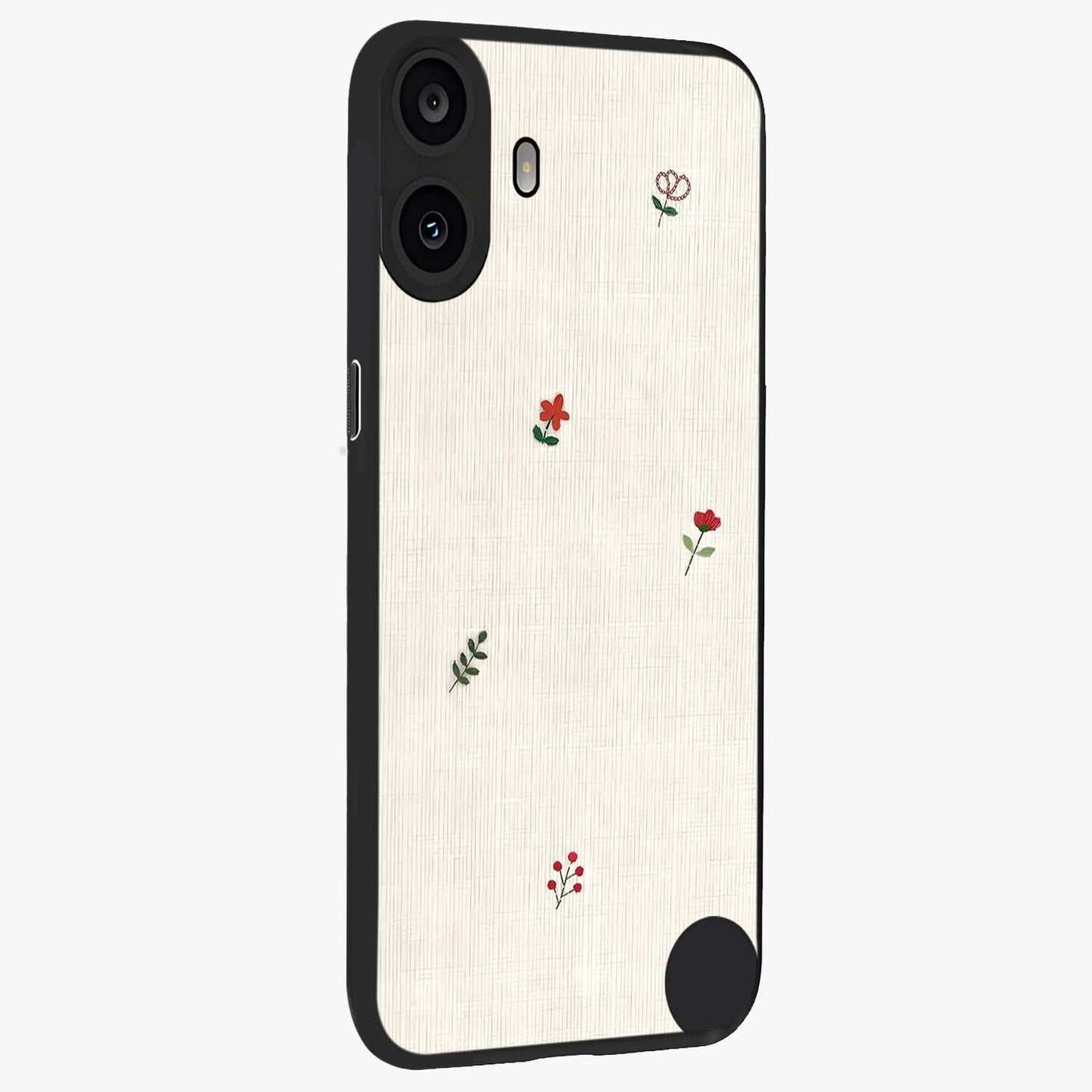 Minimalistic Blue With White Flower Pattern Glass Case upright view showcasing clean white flower artwork with calming blue theme.
