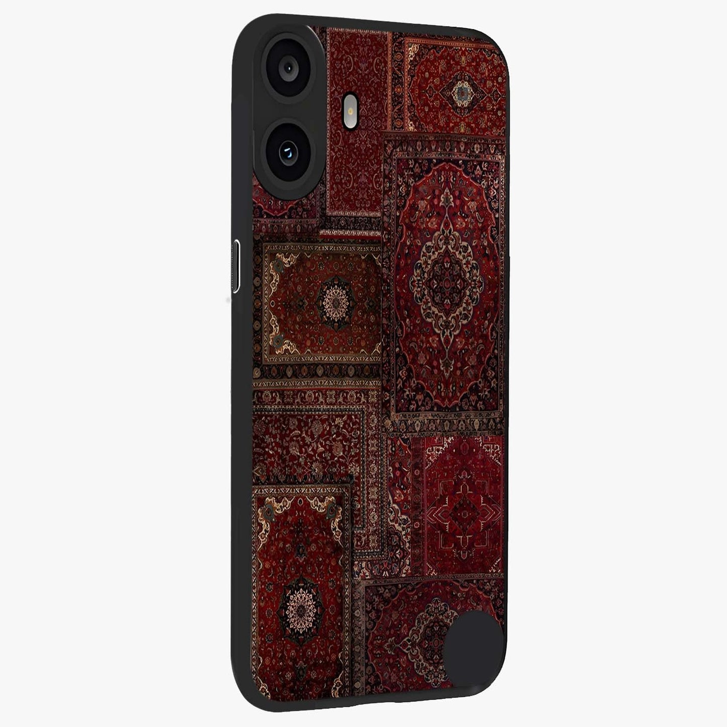 Persian Velvet Tale Glass Case upright view showcasing elegant Persian artwork with classic heritage theme.