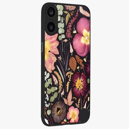 Petal Dream Tapestry Glass Case upright view showcasing detailed floral tapestry artwork with artistic nature theme.