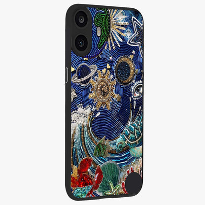 Universe Underwater Spark Glass Case upright view showcasing magical underwater galaxy artwork with vibrant cosmic theme.