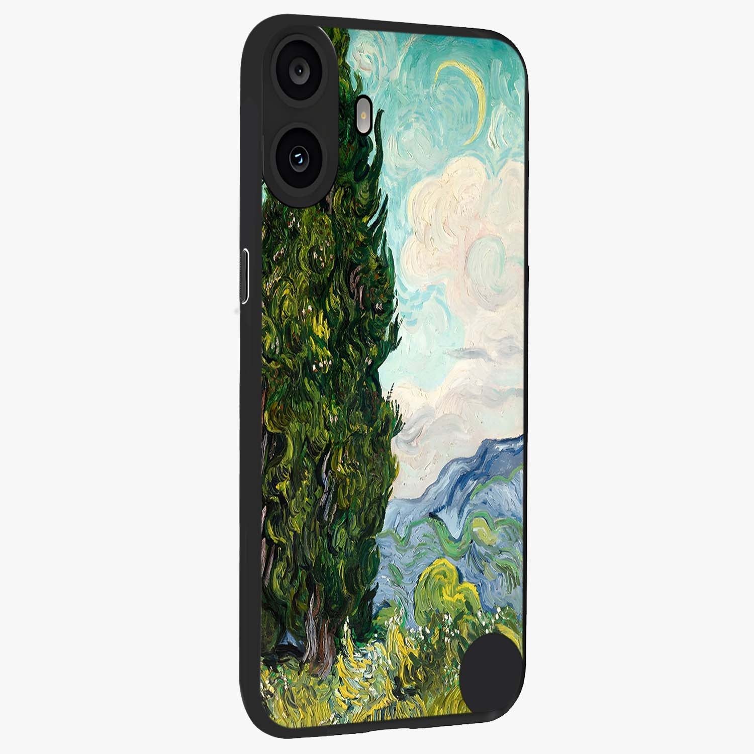 Van Gogh Vintage Art Glass Case upright view showcasing elegant vintage painting artwork with artistic heritage theme.