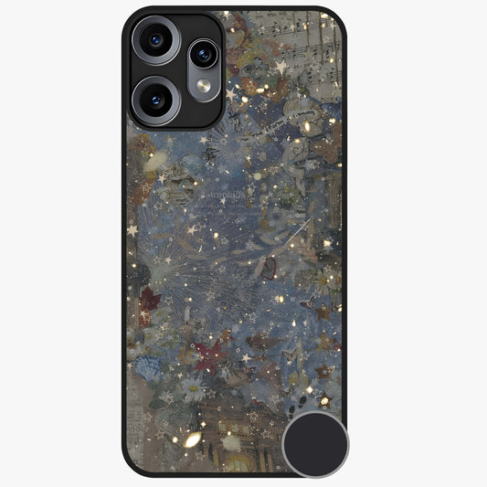 Aesthetic Astrolophia Glass Case showing flat back view with dreamy aesthetic design and glossy glass finish.
