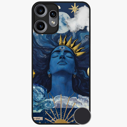 Aesthetic Lord Shiva Glass Case showing flat back view with divine Shiva artwork and glossy glass finish.