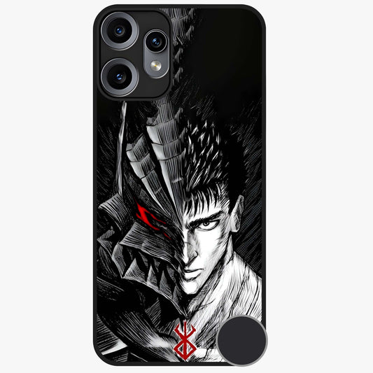 Berserker Blood Oath Glass Case showing flat back view with fierce warrior inspired artwork and glossy glass finish.