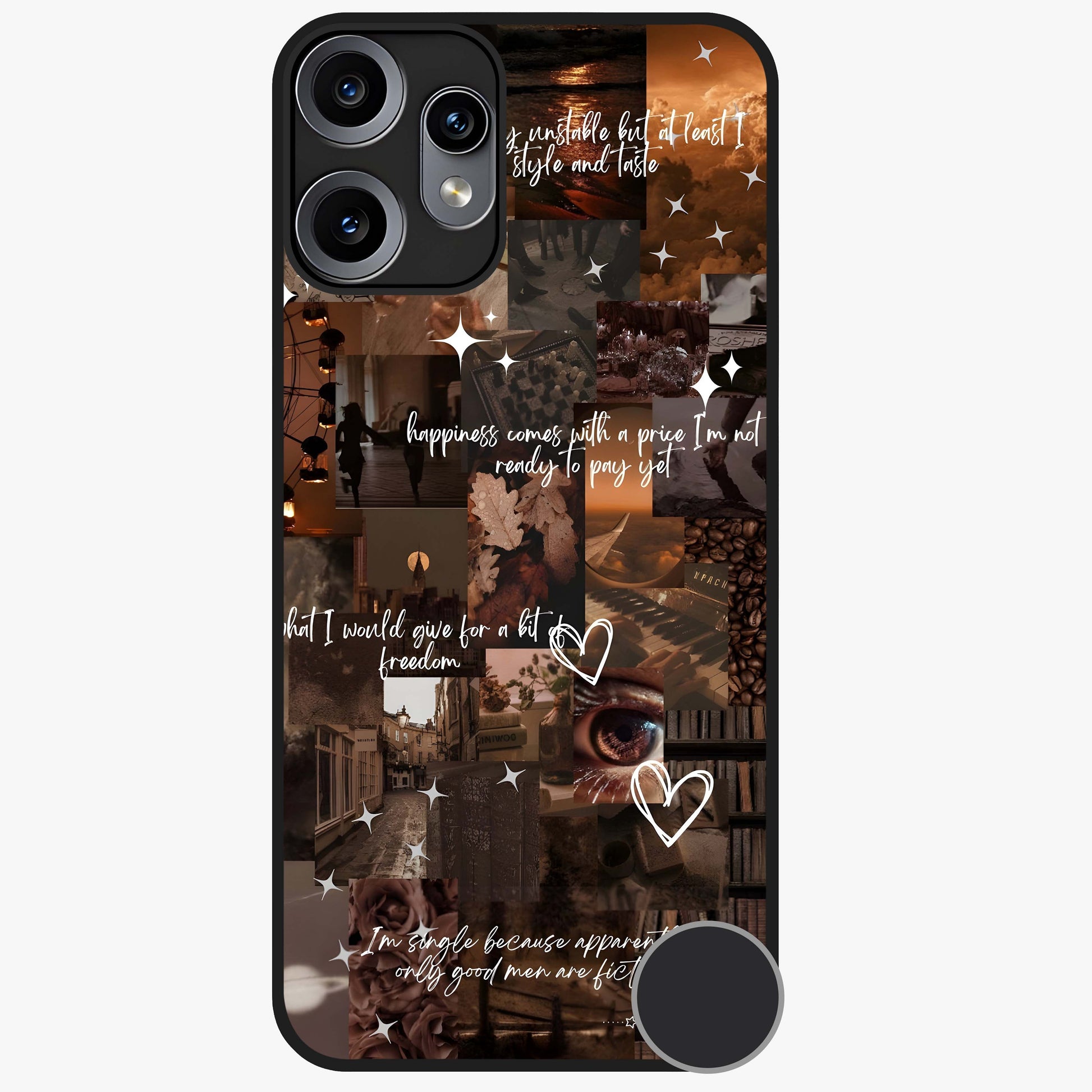 Bittersweet Aesthetic Chaos Glass Case showing flat back view with artistic chaotic aesthetic design and glossy glass finish.