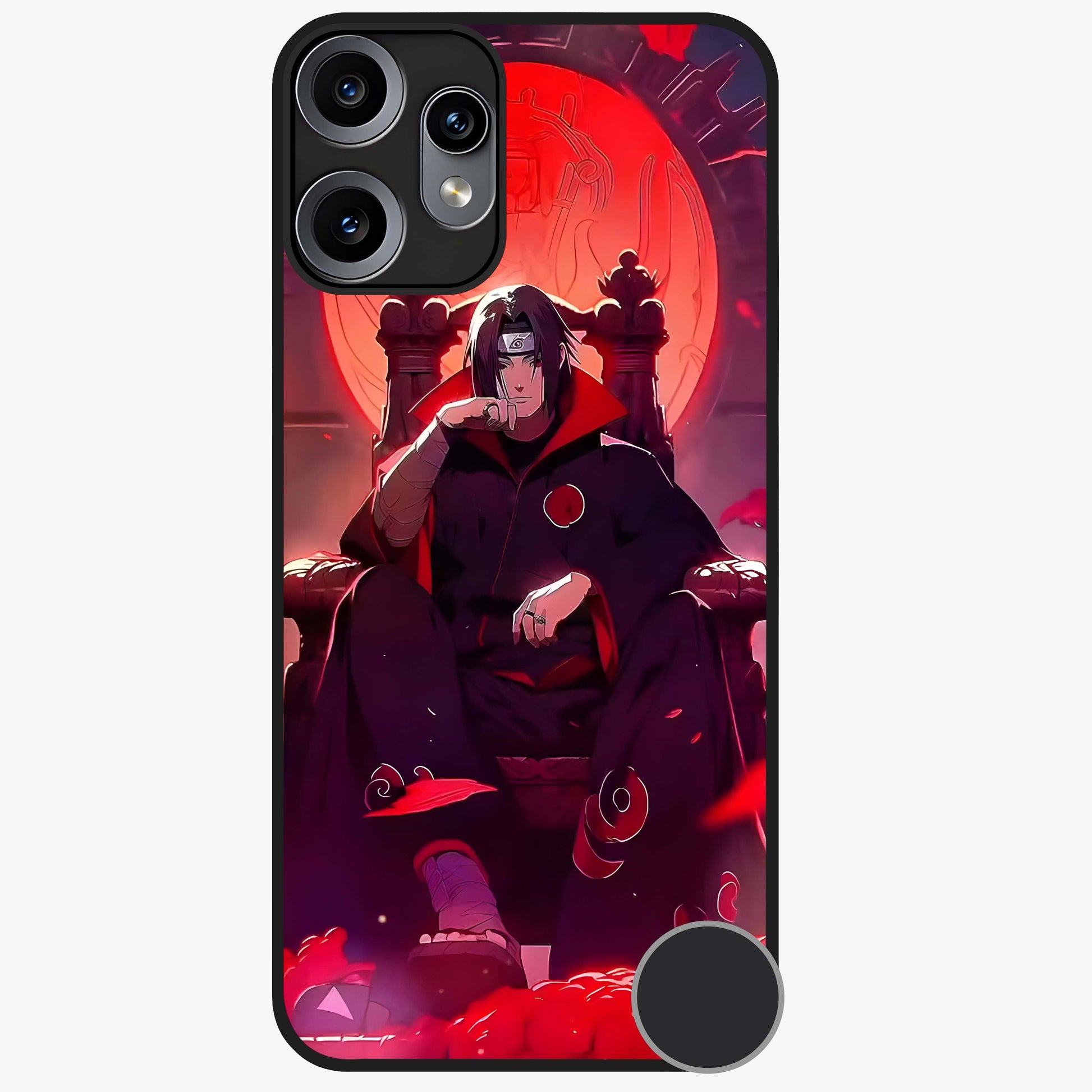 Blood Moon Sovereign Glass Case showing flat back view with mystical blood moon artwork and glossy glass finish.
