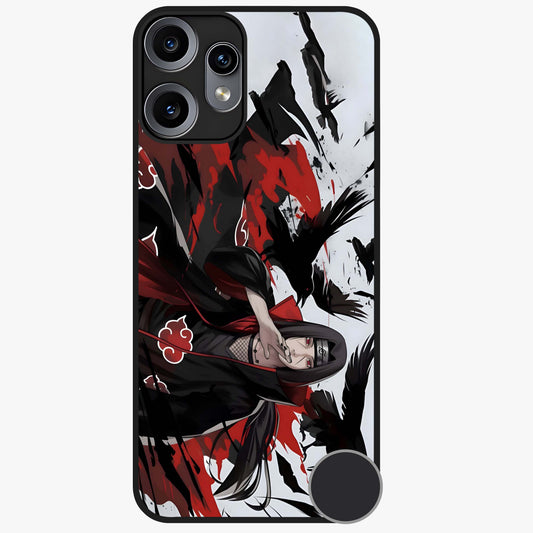 Crimson Crow Illusion Glass Case showing flat back view with artistic crow illusion artwork and glossy glass finish.