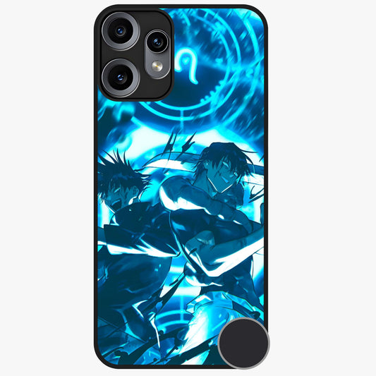 Cursed Energy Clash Glass Case showing flat back view with intense cursed energy artwork and glossy glass finish.