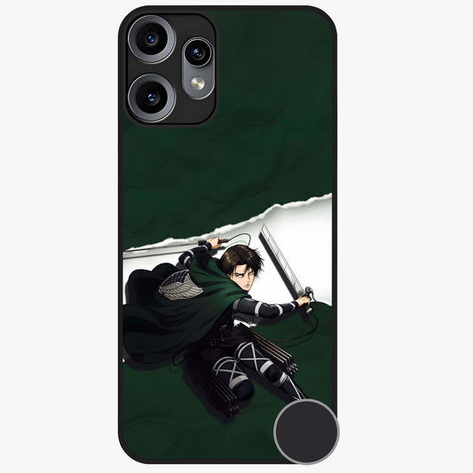 Emerald War Vanguard Glass Case showing flat back view with powerful warrior themed artwork and glossy glass finish.