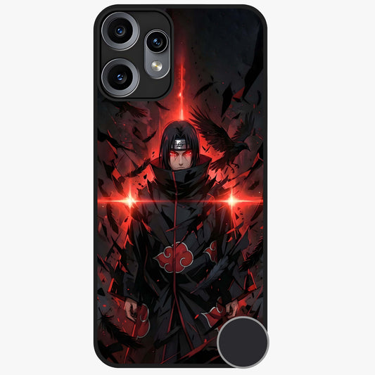 Focused Blade Discipline Glass Case showing flat back view with warrior sword themed artwork and glossy glass finish.