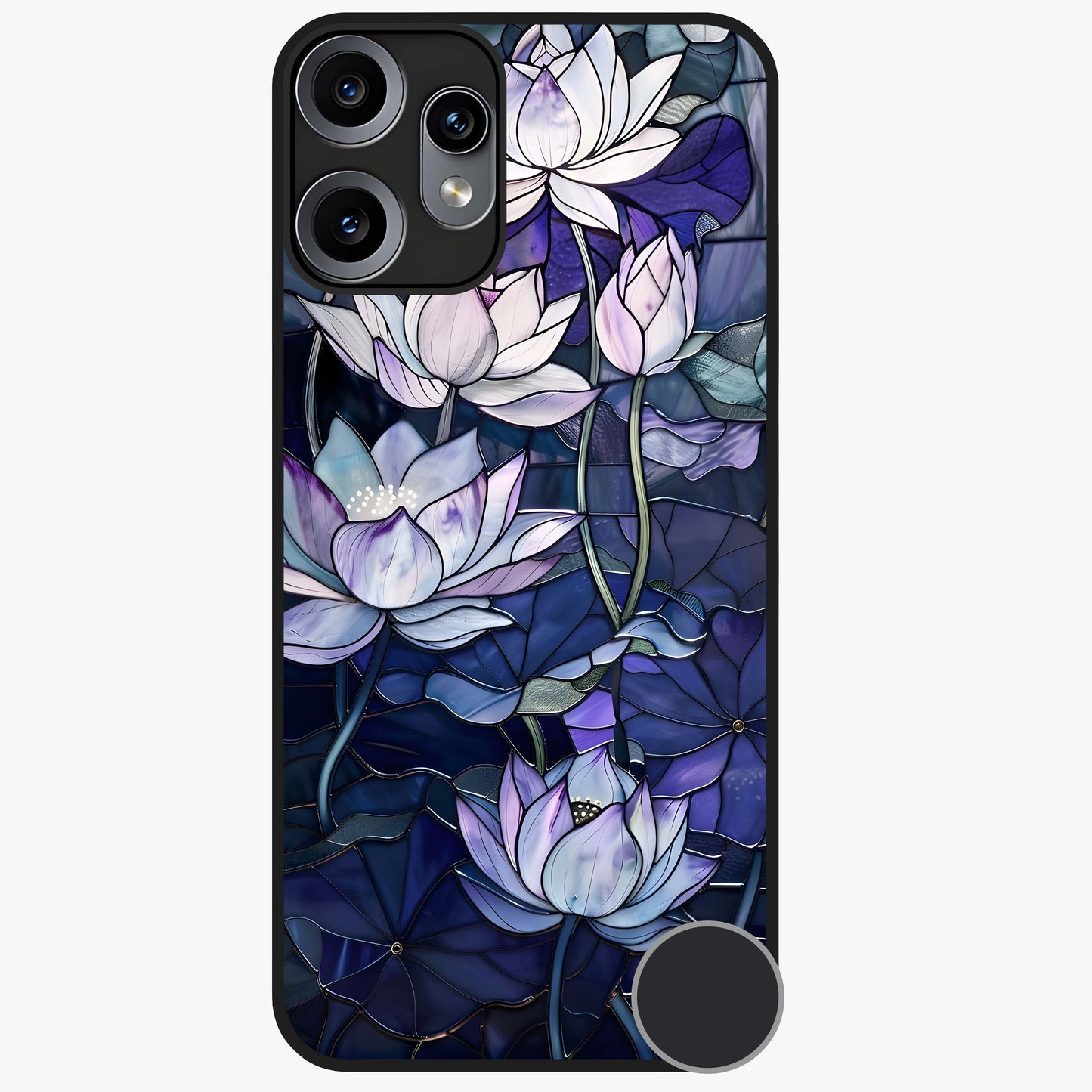 Gloss Petal Rush Glass Case showing flat back view with glossy flower petal artwork and smooth glass finish.