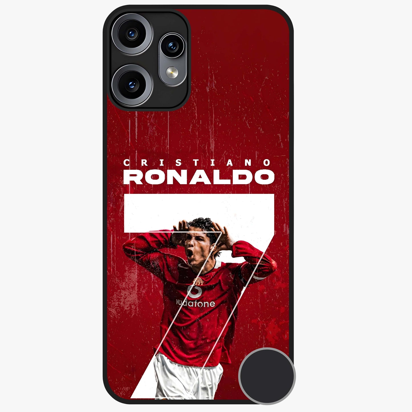 Goal Celebration Legacy Glass Case showing flat back view with football celebration inspired artwork and glossy glass finish.