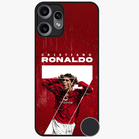 Goal Celebration Legacy Glass Case showing flat back view with football celebration inspired artwork and glossy glass finish.