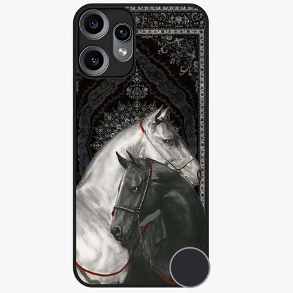 Majestic Ride Legacy Glass Case showing flat back view with powerful automotive inspired artwork and glossy glass finish.