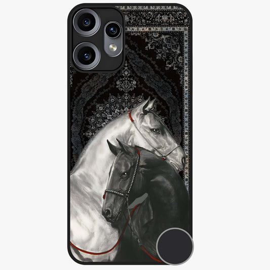 Majestic Ride Legacy Glass Case showing flat back view with powerful automotive inspired artwork and glossy glass finish.