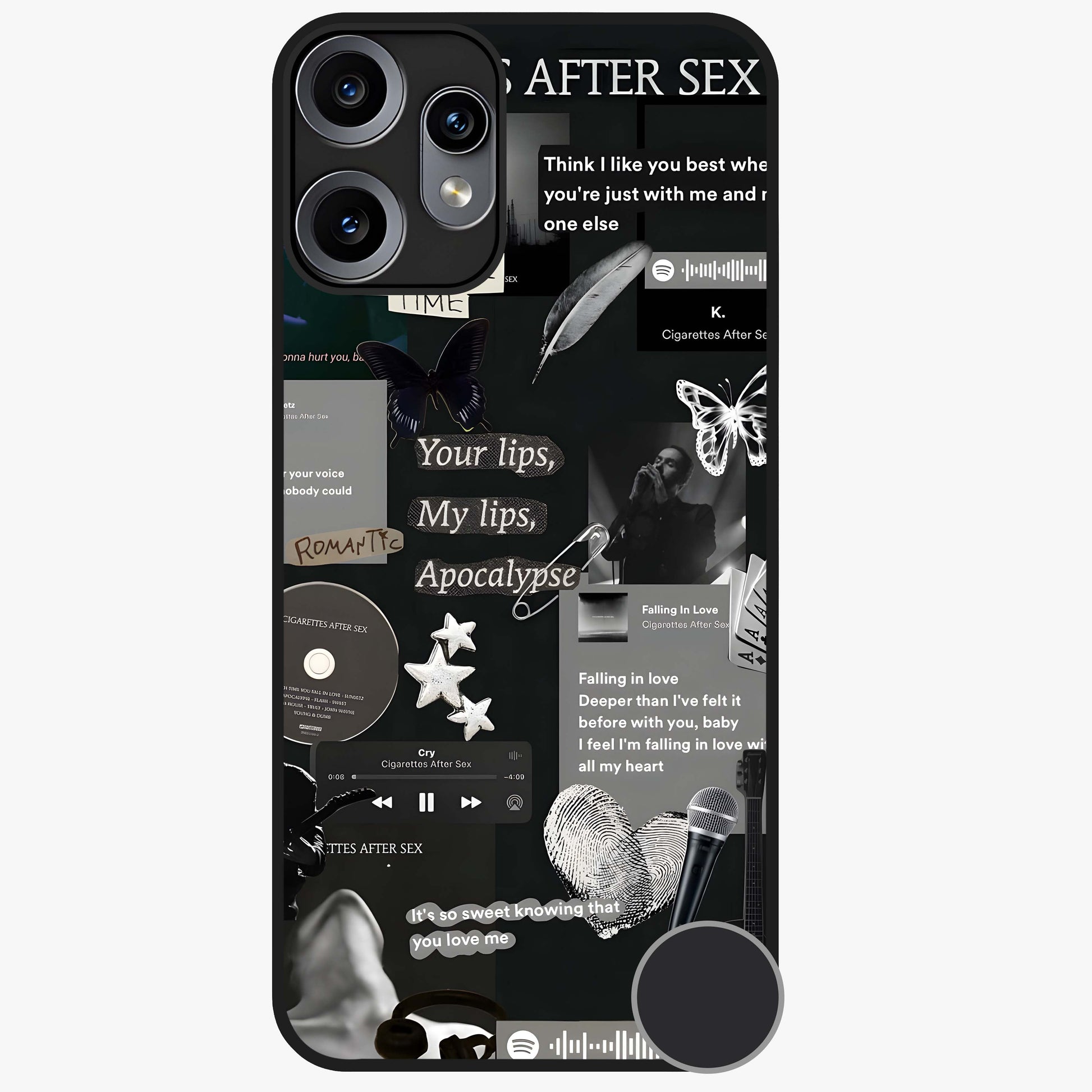 Midnight Love Echo Glass Case showing flat back view with romantic midnight themed artwork and glossy glass finish.