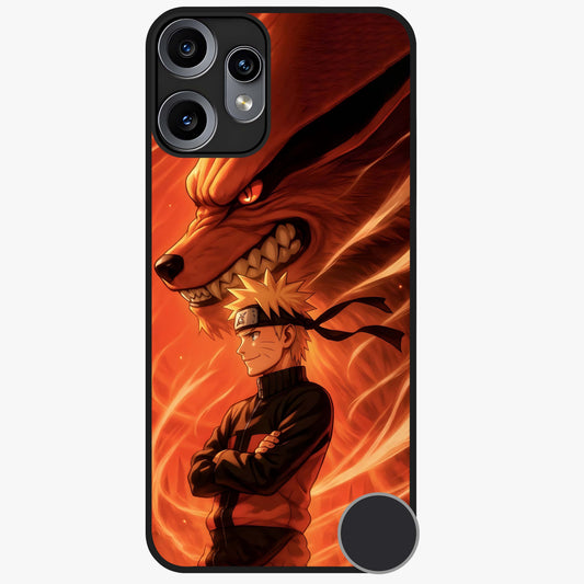Nine Tails Legacy Glass Case showing flat back view with powerful nine-tailed fox inspired artwork and glossy glass finish.