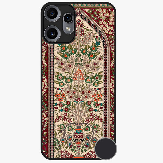 Persian Inspired Glass Case showing flat back view with ornate Persian style pattern artwork and glossy glass finish.