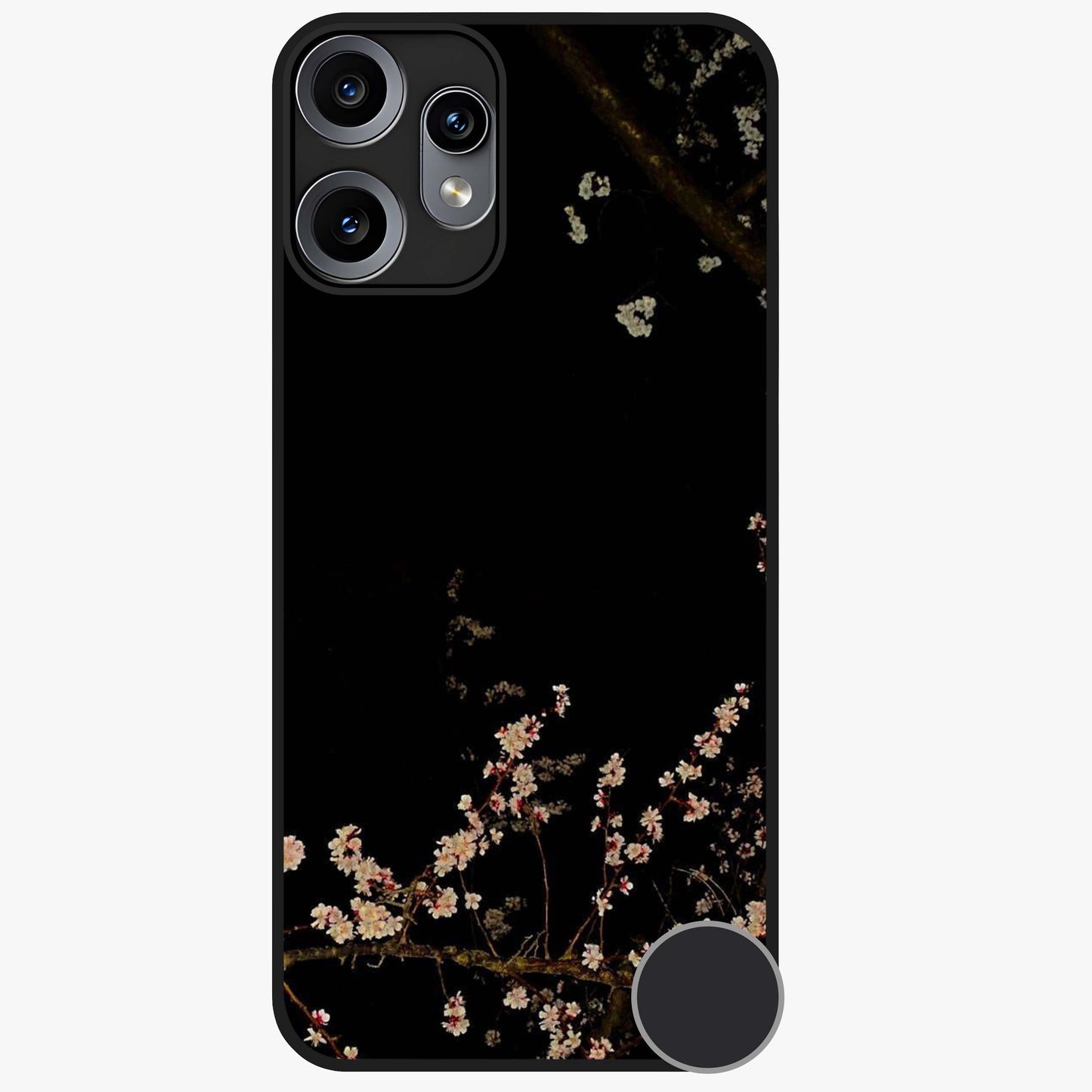 Petal Moon Light With Custom Name Glass Case showing flat back view with floral moonlight artwork and personalized name design.