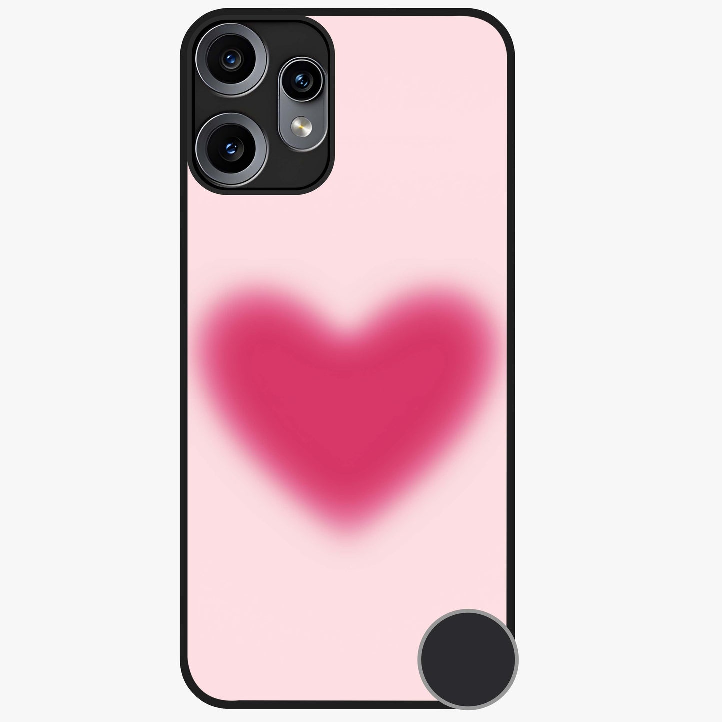 Pink Aura Heart Glass Case showing flat back view with glowing heart artwork and glossy glass finish.