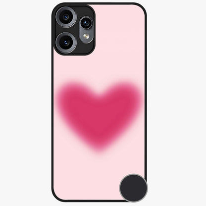 Pink Aura Heart Glass Case showing flat back view with glowing heart artwork and glossy glass finish.