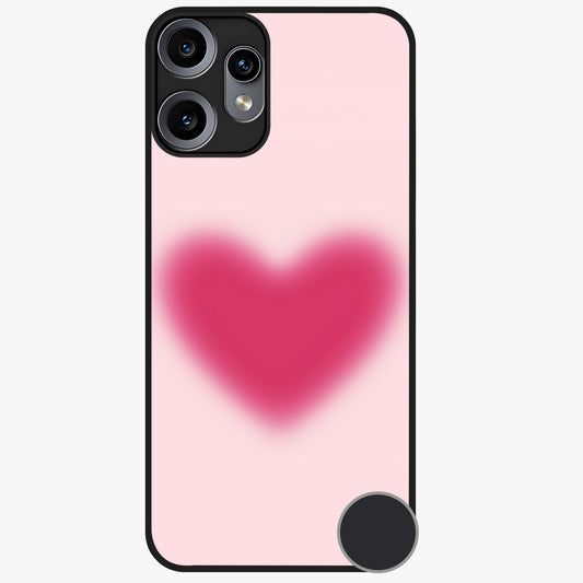 Pink Aura Heart Glass Case showing flat back view with glowing heart artwork and glossy glass finish.