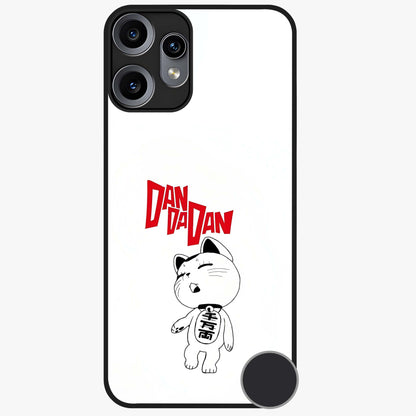Playful Spirit Charm Glass Case showing flat back view with cheerful charm themed artwork and glossy glass finish.