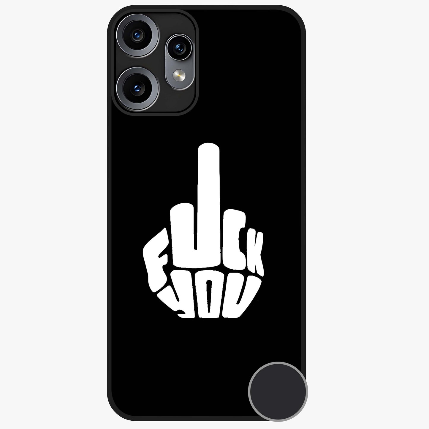 Rebel Mode On Glass Case showing flat back view with bold rebellious typography artwork and glossy glass finish.