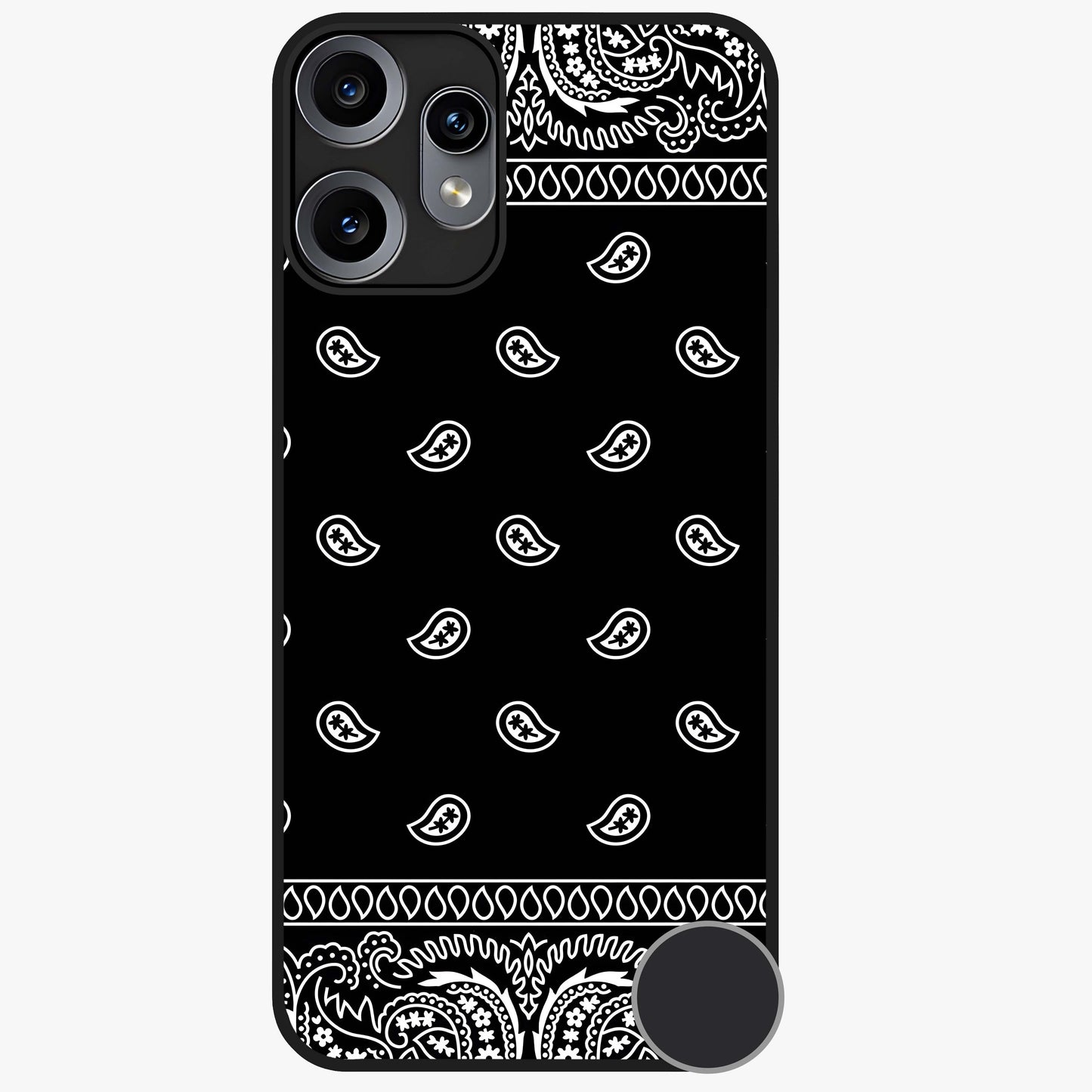 Retro Rebel Threads Glass Case showing flat back view with vintage street style artwork and glossy glass finish.