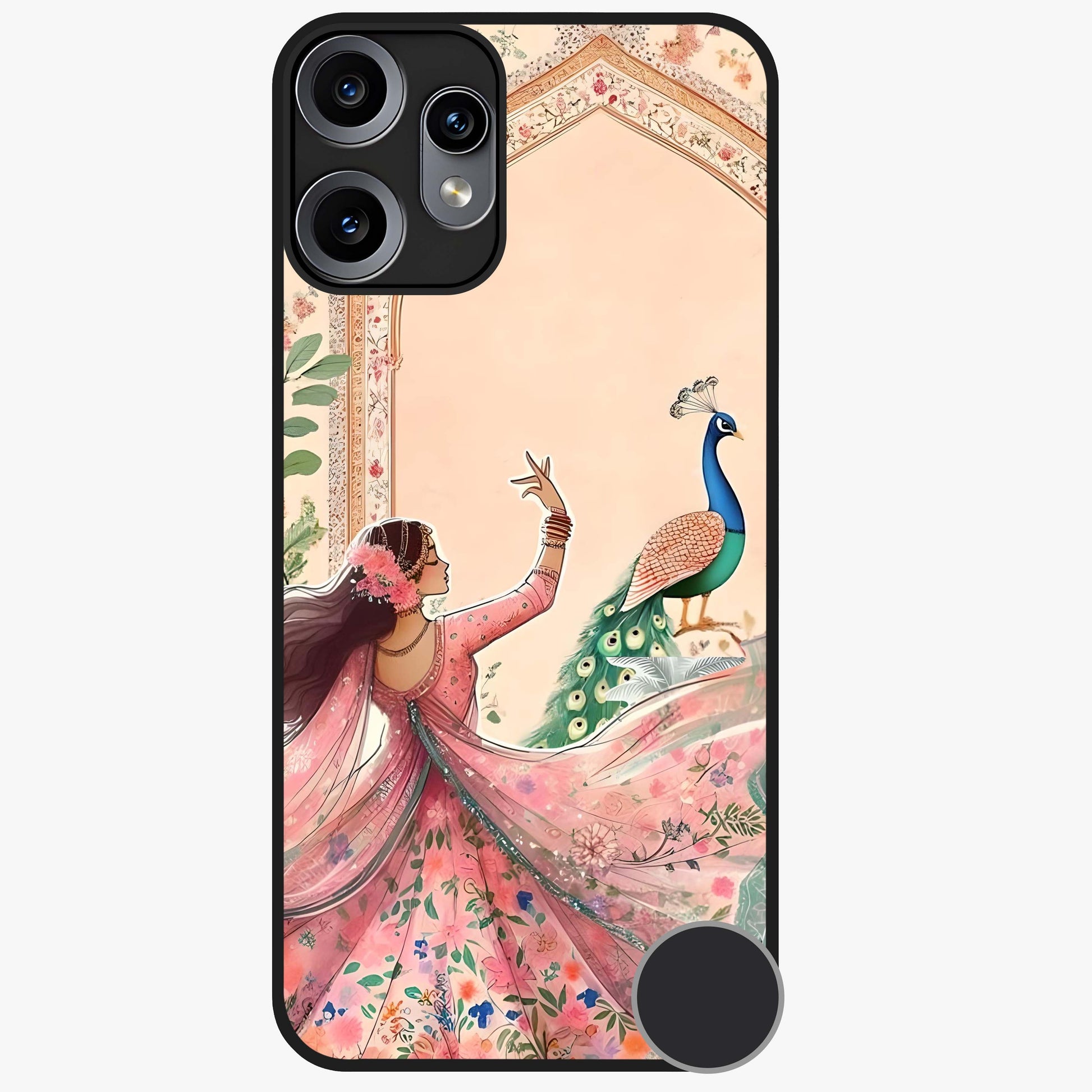 Royal Grace Muse Glass Case showing flat back view with elegant artistic artwork and glossy glass finish.